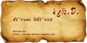 Árvai Dávid névjegykártya