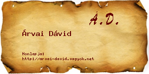 Árvai Dávid névjegykártya